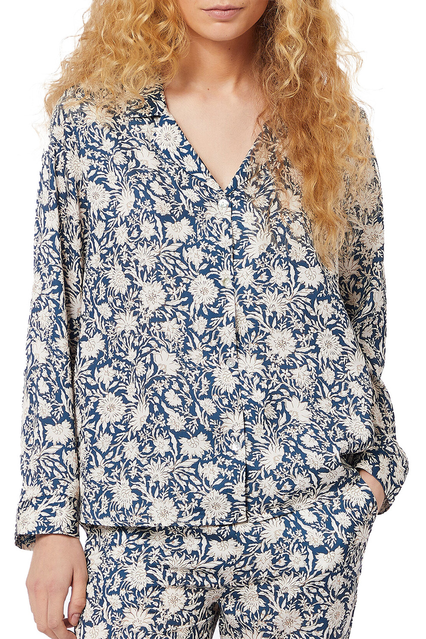 Пижамная рубашка IRIS с цветочным принтом|Основной цвет:Синий|Артикул:6537989 | Фото 1