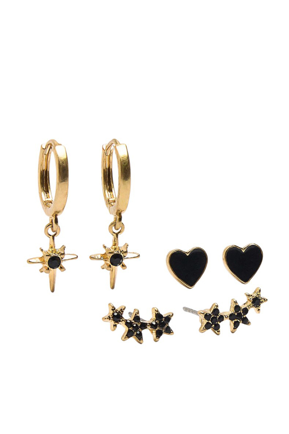 Серьги в комплекте из 3 пар|Основной цвет:Черный Женский Parfois Серьги в комплекте из 3 пар (цвет ), артикул 240020 | Фото 1