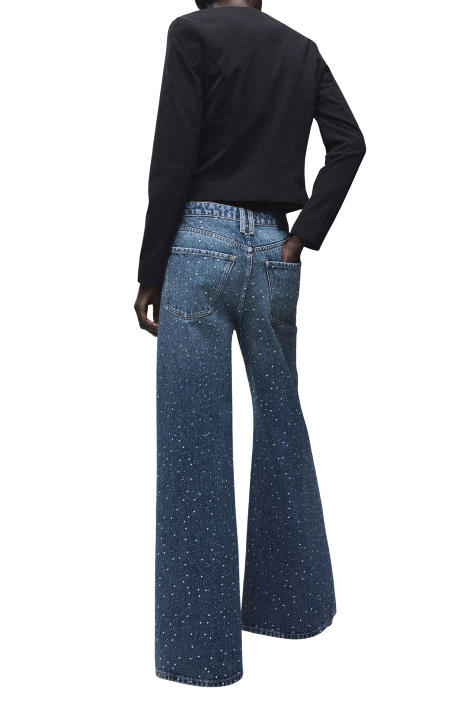 Женский Mango Джинсы CARIBE широкого кроя со стразами (цвет ), артикул 17017822 | Фото 4