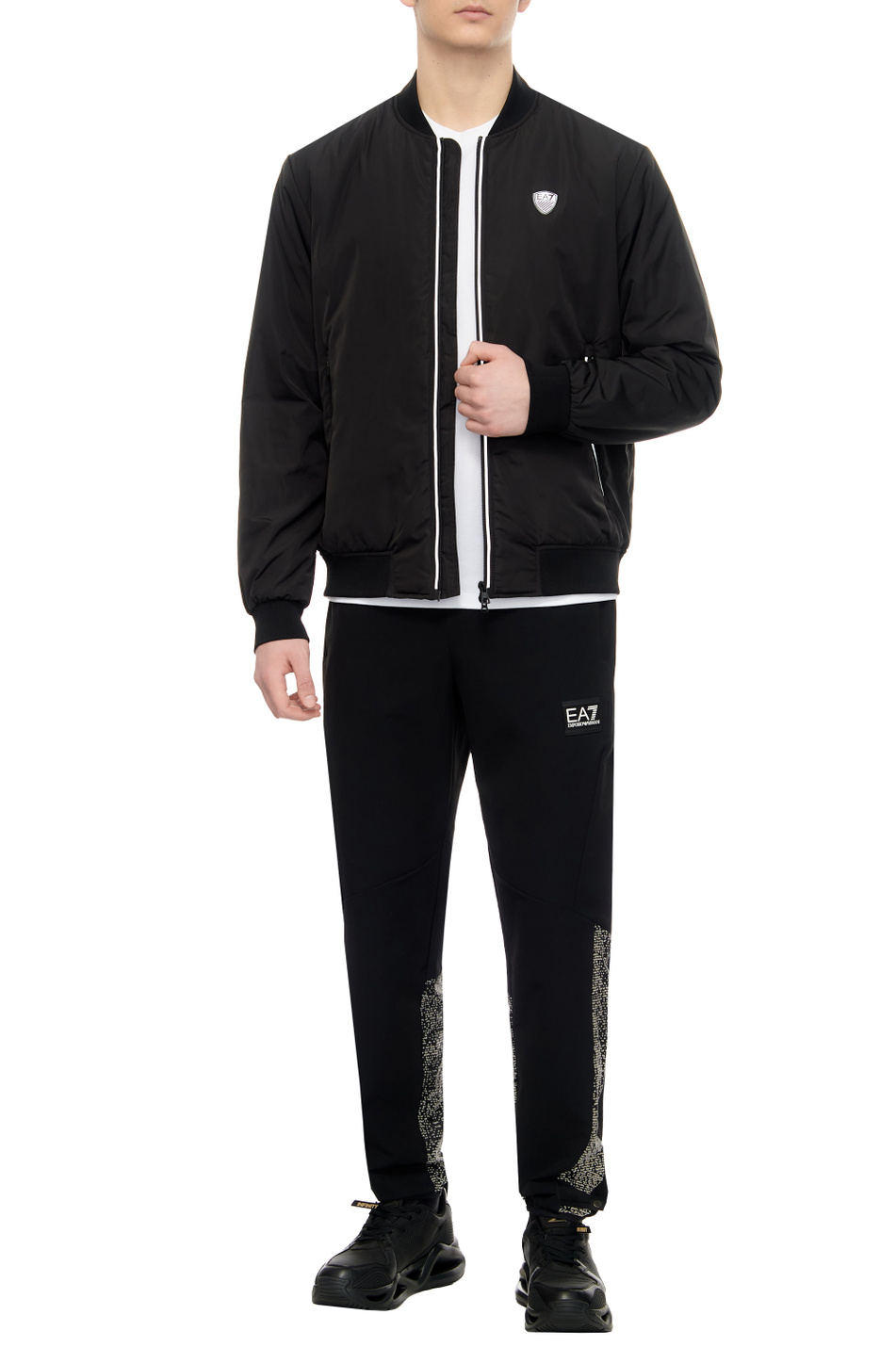 Бомбер с логотипом|Основной цвет:Черный Мужской EA7 Бомбер с логотипом (цвет ), артикул 8NPB12-PN7LZ | Фото 2