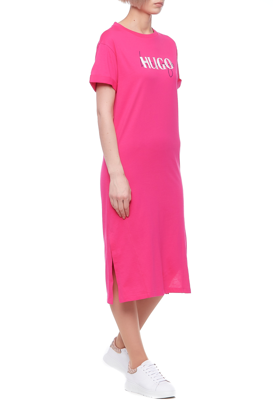 Женский HUGO Платье из натурального хлопка с логотипом на груди (цвет ), артикул 50452817 | Фото 2