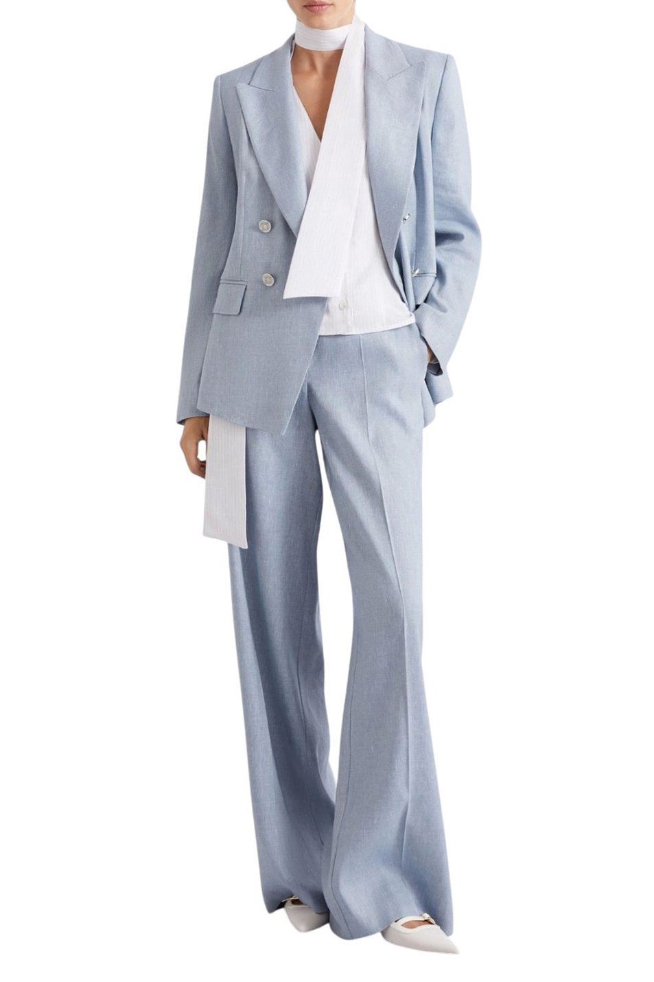 Брюки-палаццо MLLODINO из льна и вискозы|Основной цвет:Голубой Женский MARELLA Брюки-палаццо MLLODINO из льна и вискозы (цвет ), артикул 2613131121 | Фото 2