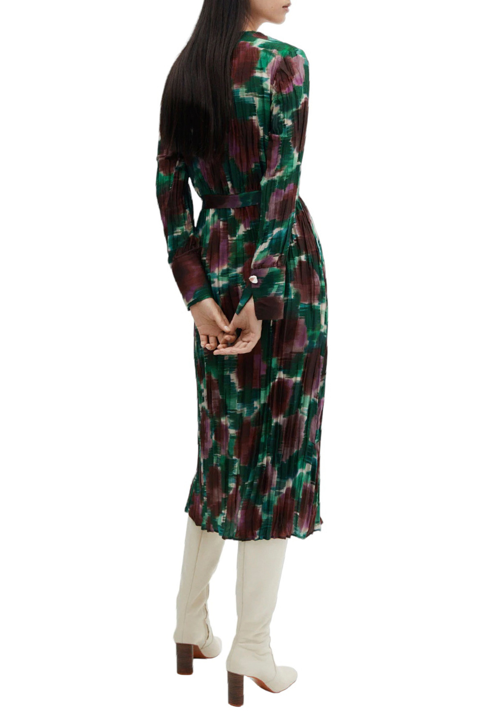 Женский Mango Платье плиссированное NOGAL с запахом (цвет ), артикул 57058278 | Фото 4