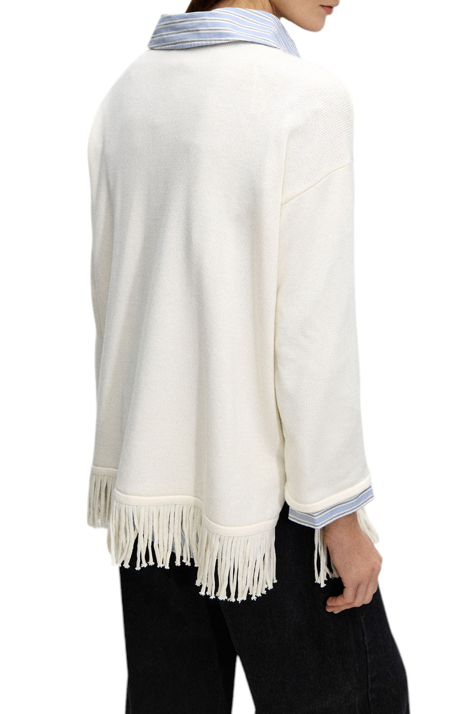 Пончо с бахромой|Основной цвет:Белый Женский Parfois Пончо с бахромой (цвет ), артикул 229852 | Фото 5