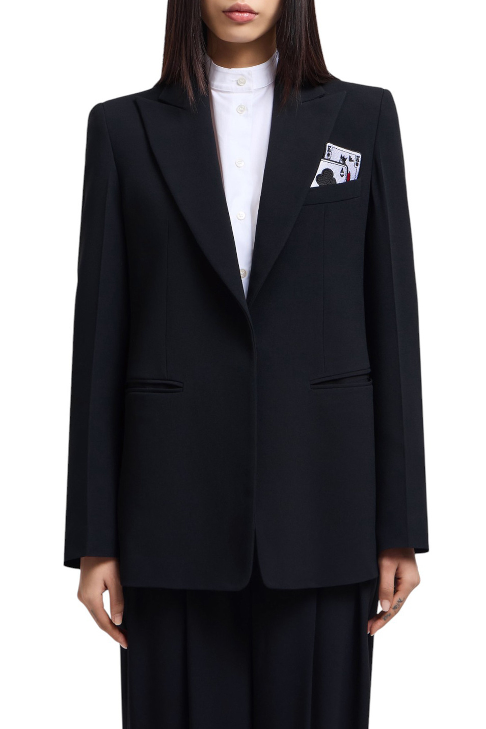 Женский Emporio Armani Пиджак с вышивкой в виде карт (цвет ), артикул EW002636-TE10419 | Фото 4