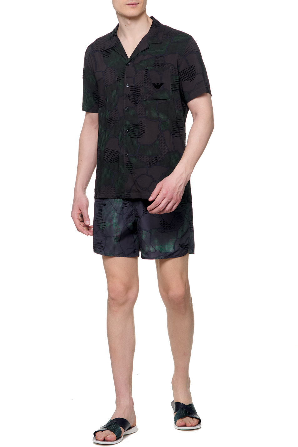 Emporio Armani Рубашка из вискозы с абстрактным принтом (цвет ), артикул 211823-2R467 | Фото 2