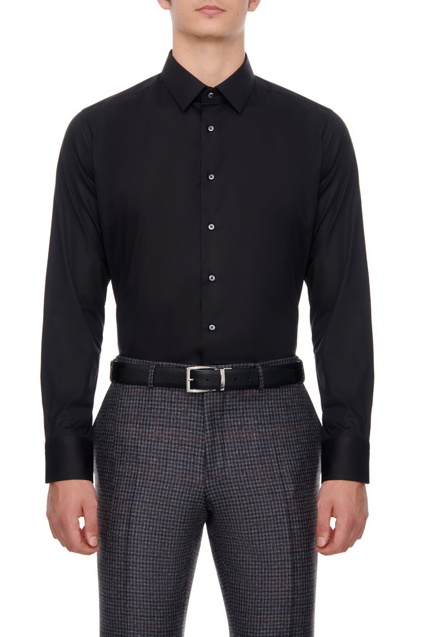 Рубашка из эластичного хлопка|Основной цвет:Черный|Артикул:7A1GD02832 | Фото 1