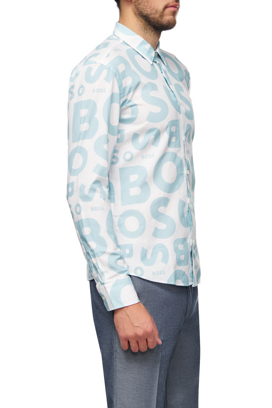 BOSS Рубашка из натурального хлопка с логотипированным принтом (цвет ), артикул 50473837 | Фото 3