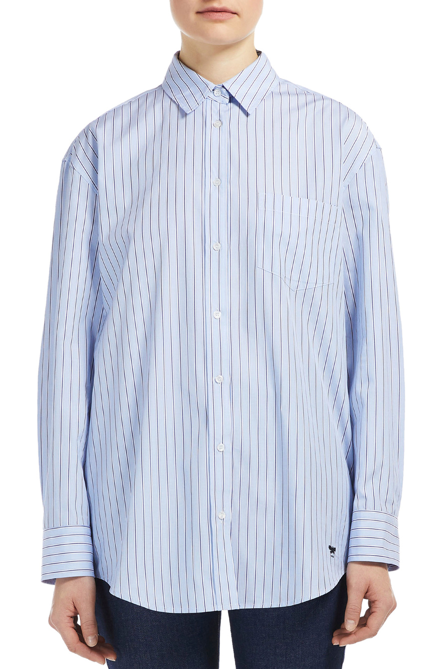 Weekend Max Mara ❤ женская рубашка mister прямого кроя в полоску со скидкой  39%, голубой цвет, размер , цена 449.99 BYN