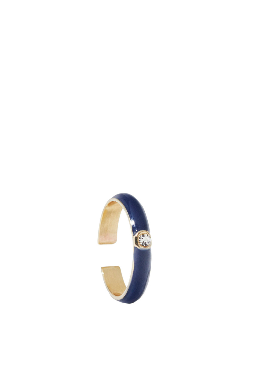 Кольцо регулируемое с эмалью|Основной цвет:Синий|Артикул:211048 | Фото 1