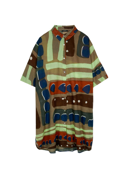 Платье-рубашка с принтом|Основной цвет:Мультиколор|Артикул:195021 | Фото 1