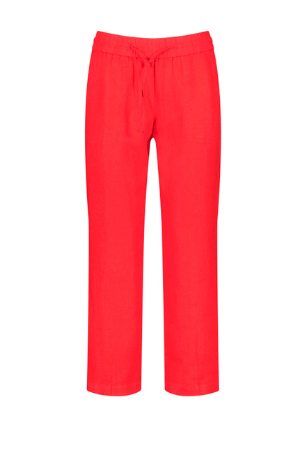 Однотонные брюки из чистого льна|Основной цвет:Красный|Артикул:622083-66225 -Easy Fit | Фото 1