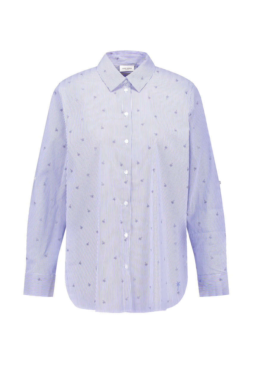 Рубашка из смесового хлопка|Основной цвет:Синий|Артикул:260003-66409 | Фото 1