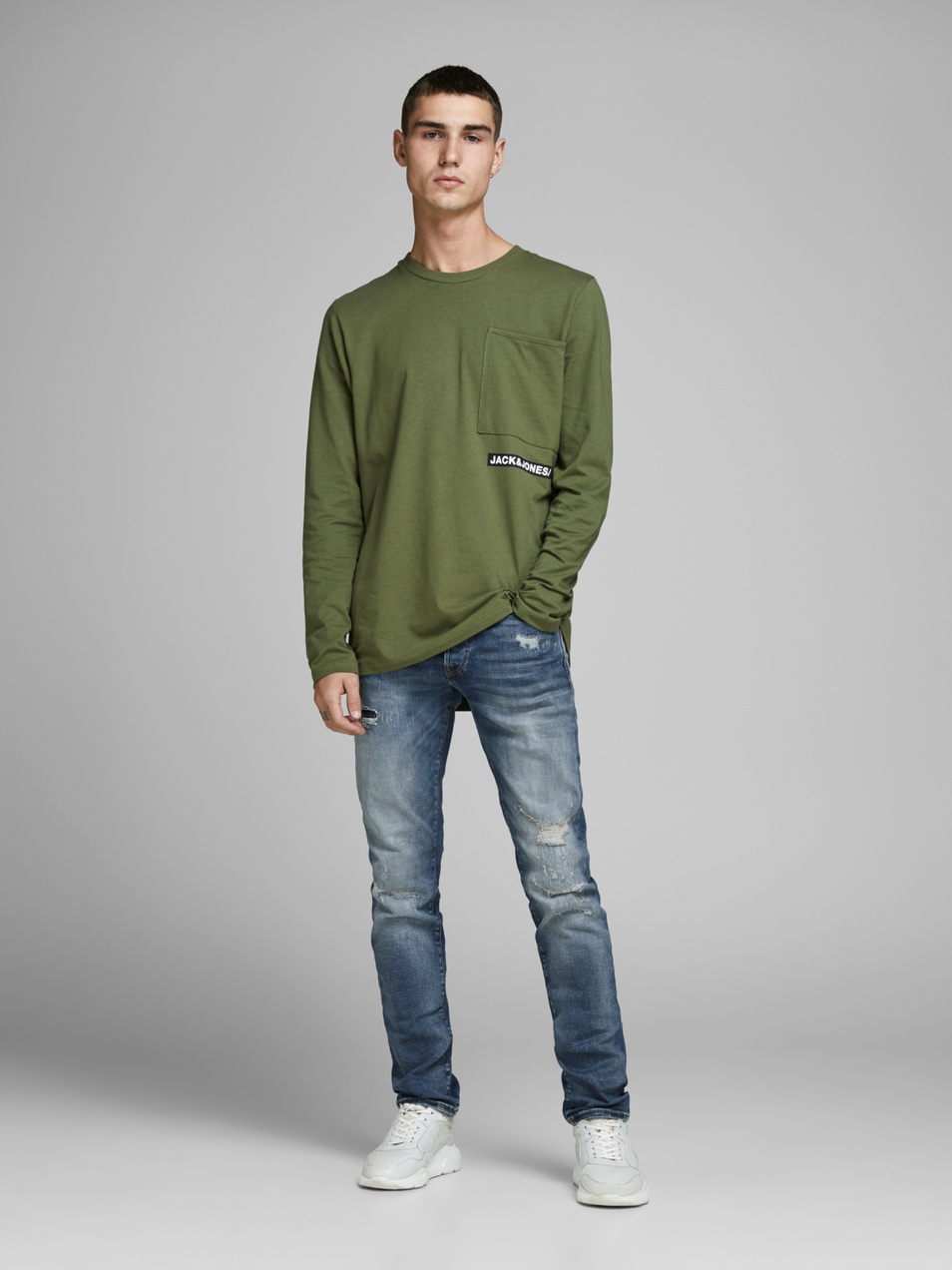 Мужской Jack & Jones Зауженные джинсы GLENN ICON (цвет ), артикул 12158604 | Фото 4