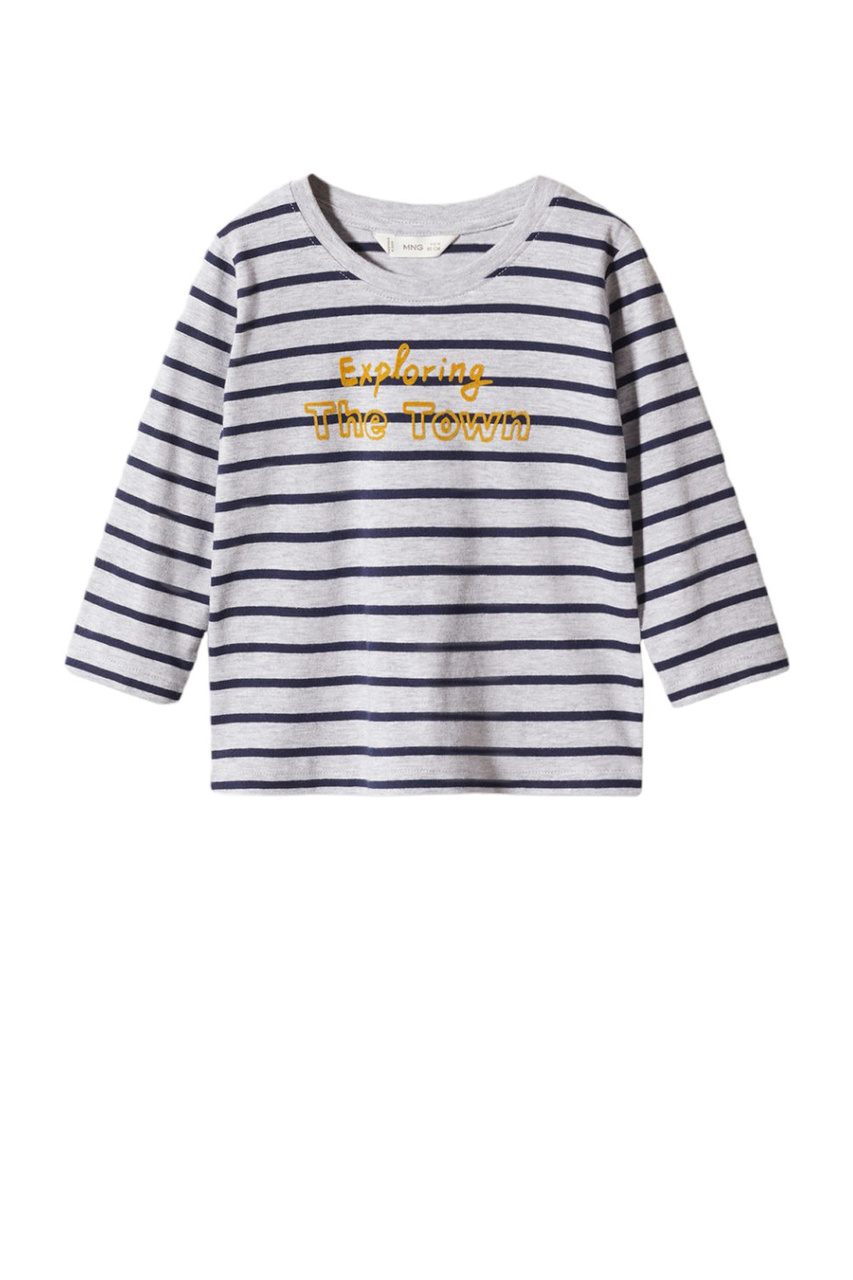 Футболка STRIPES  в полоску с длинным рукавом|Основной цвет:Серый|Артикул:57913266 | Фото 1