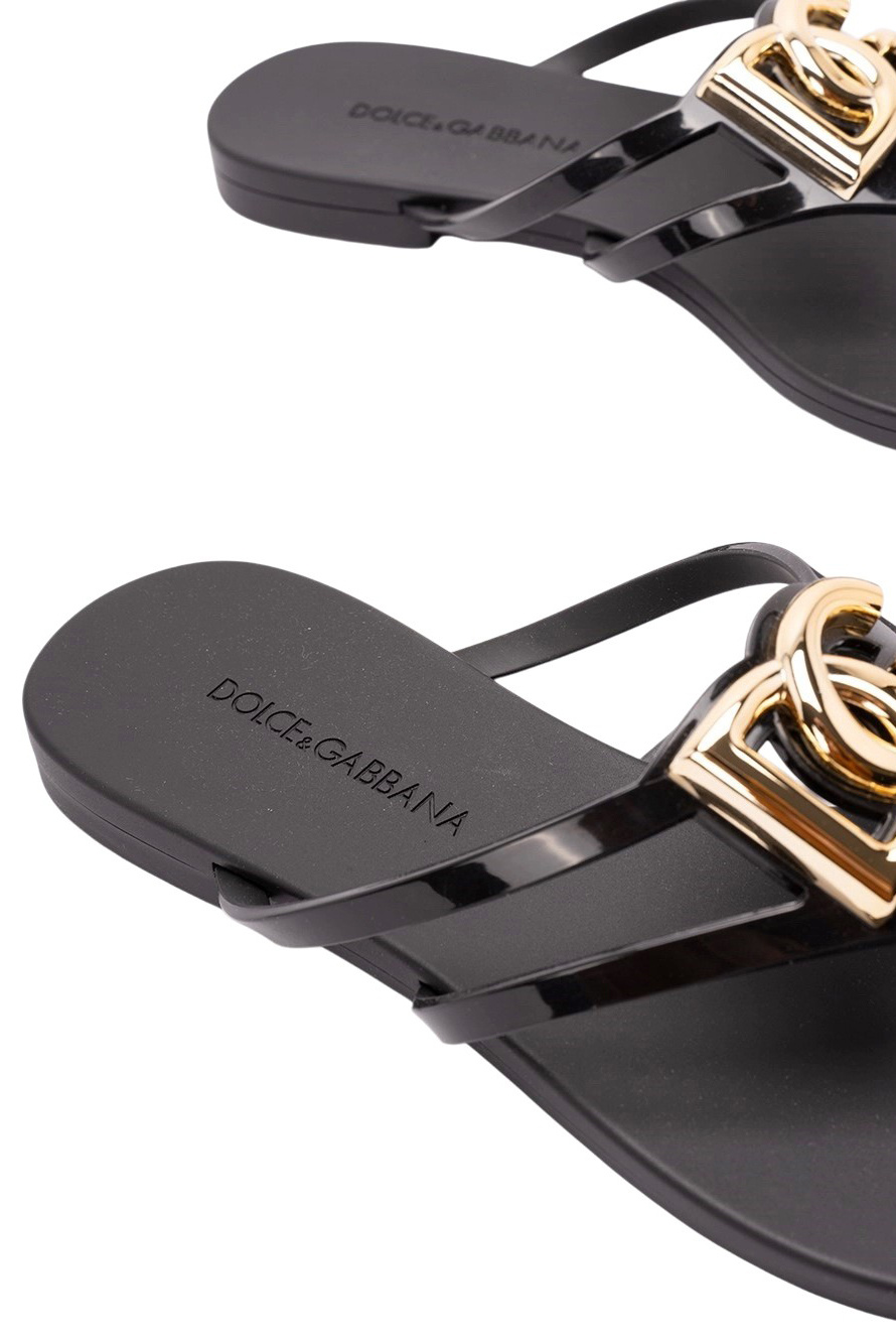 Шлепанцы с логотипом|Основной цвет:Черный Женский Dolce & Gabbana Шлепанцы с логотипом (цвет ), артикул CW2418-AY817 | Фото 4