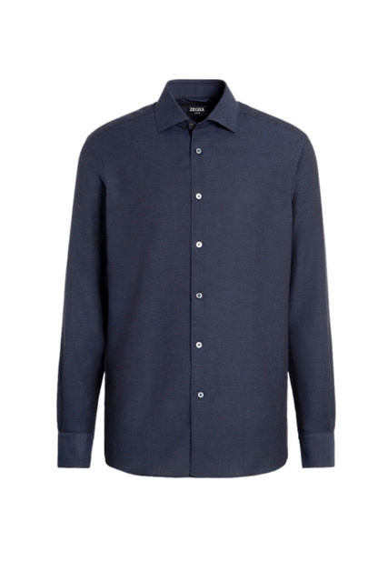 Рубашка Cashco из хлопка и кашемира|Основной цвет:Синий|Артикул:E7X44-SRF5-190 | Фото 1
