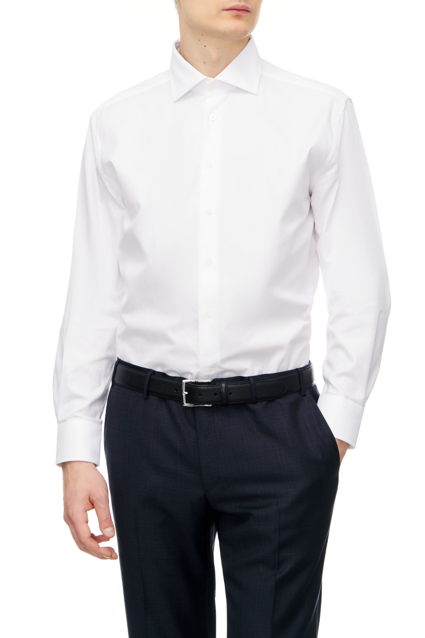 Рубашка из натурального хлопка|Основной цвет:Белый|Артикул:90P100-2811626 | Фото 1