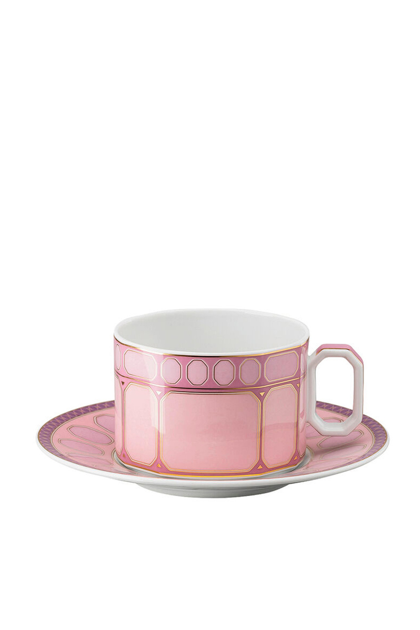 Чашка чайная Signum Rose с блюдцем 260 мл|Основной цвет:Розовый|Артикул:10570-426350-14640 | Фото 1