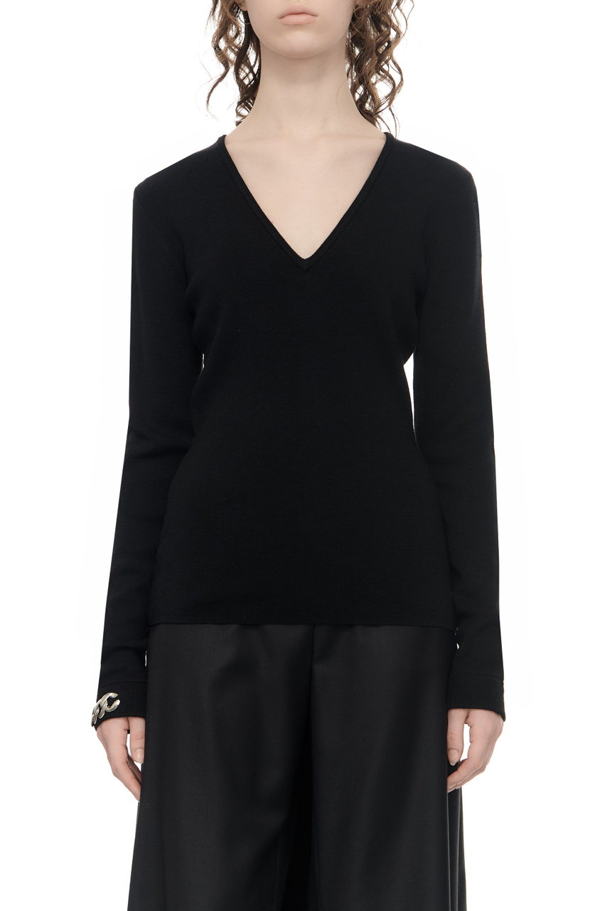 Пуловер из натуральной шерсти|Основной цвет:Черный|Артикул:C4224MXH | Фото 1