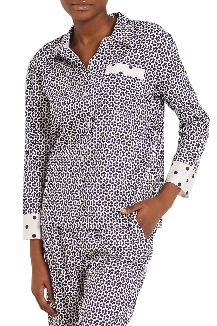 Пижамная рубашка FLORISH из натурального хлопка с принтом|Основной цвет:Кремовый|Артикул:6545594 | Фото 1