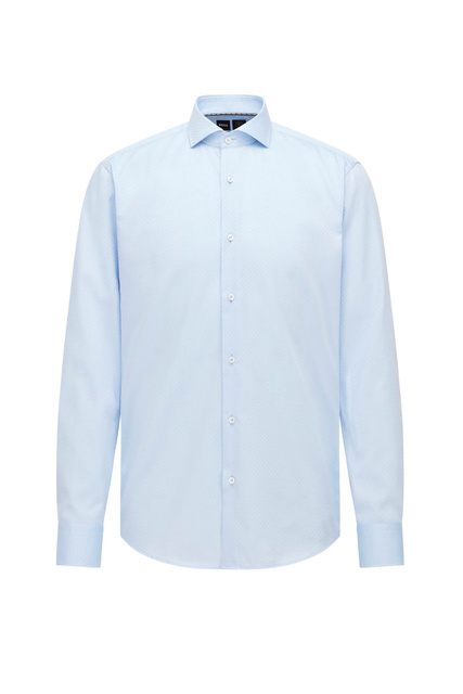 Рубашка прямого кроя с узором|Основной цвет:Голубой|Артикул:50473481 | Фото 1
