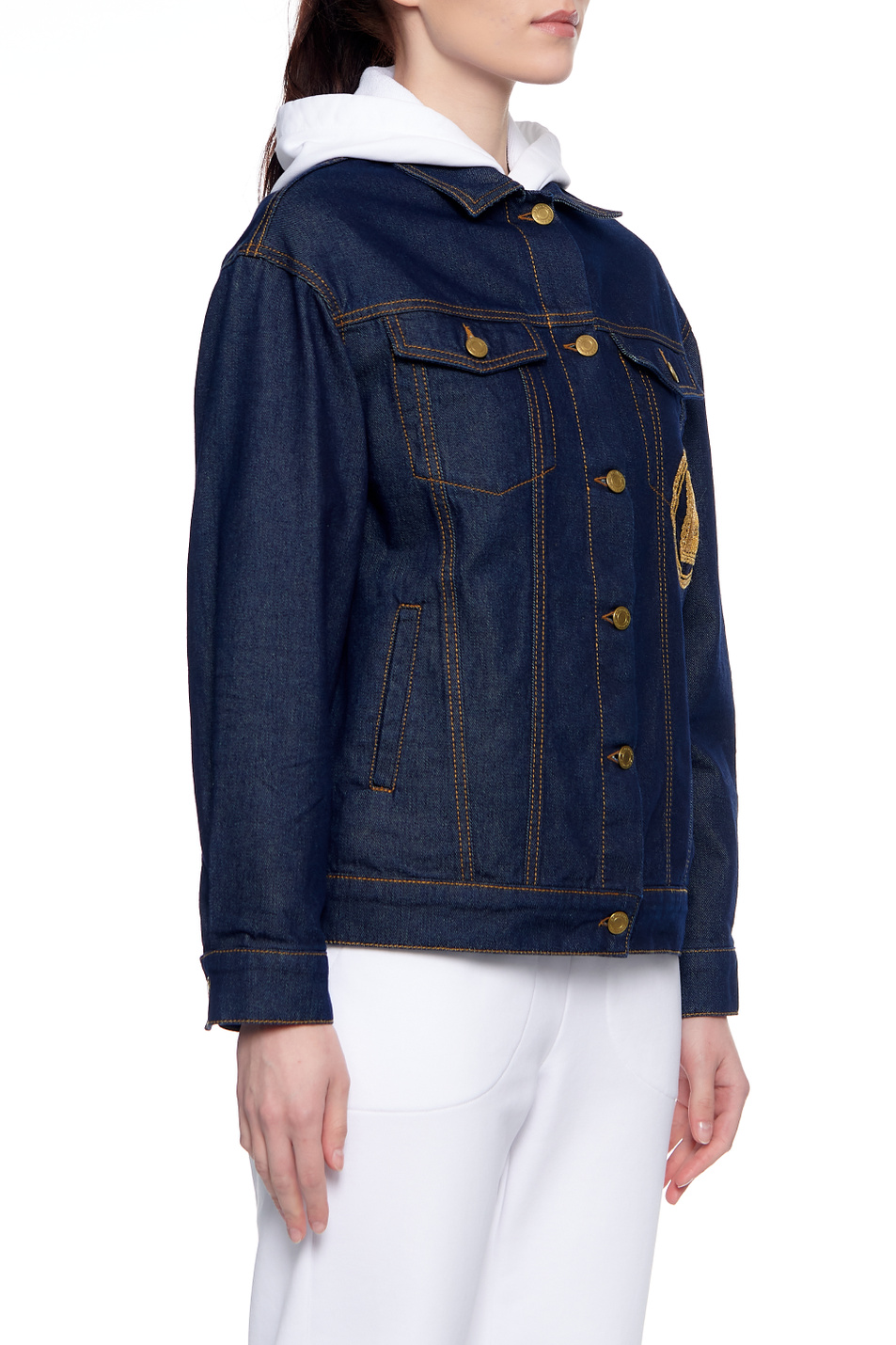 Ermanno Firenze Джинсовая куртка с вышитым логотипом на кармане (цвет ), артикул D38ETCP24OPR | Фото 5