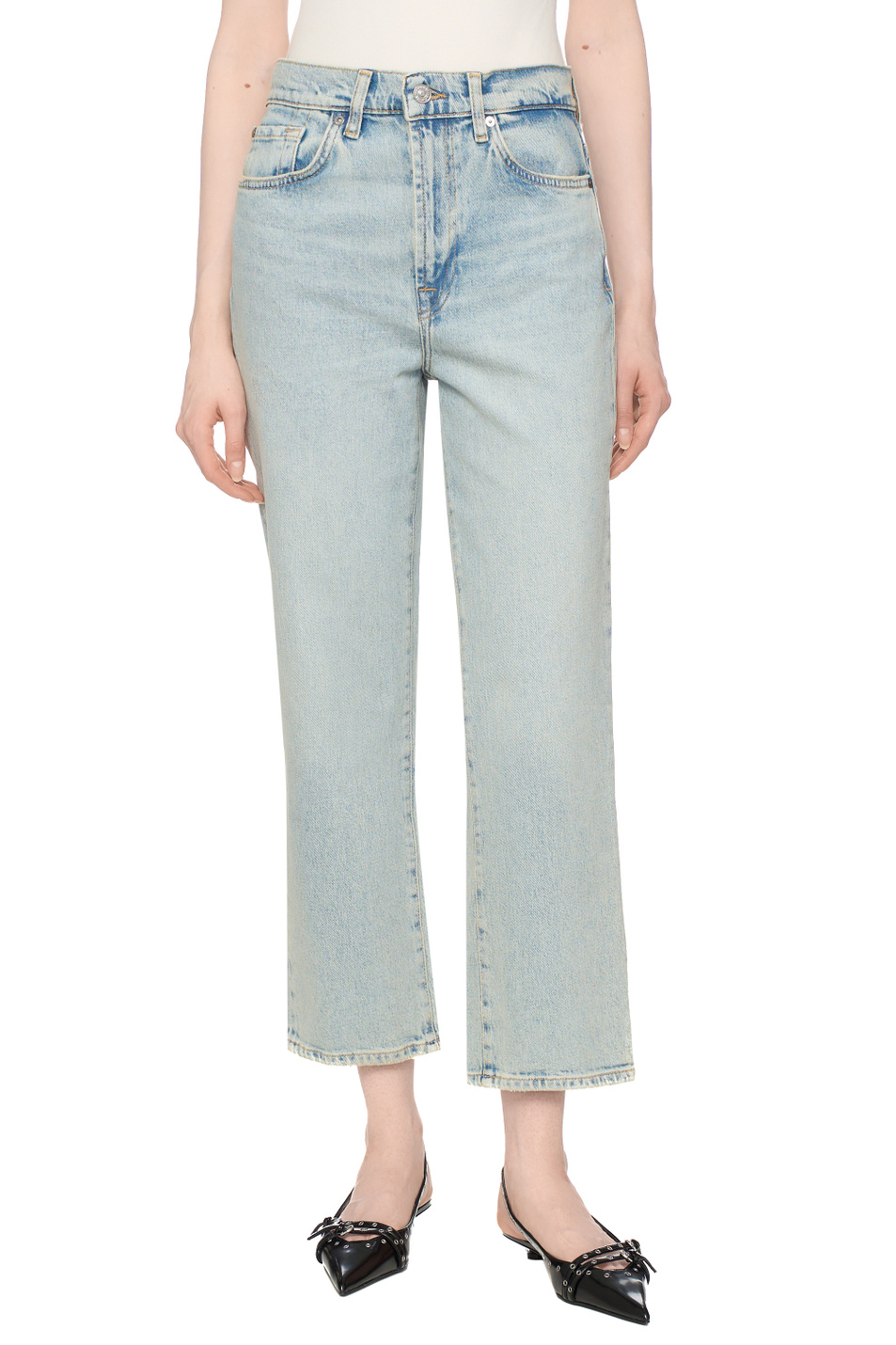 Женский 7 for all Mankind Джинсы из эластичного хлопка (цвет ), артикул JSSLC650SH | Фото 4