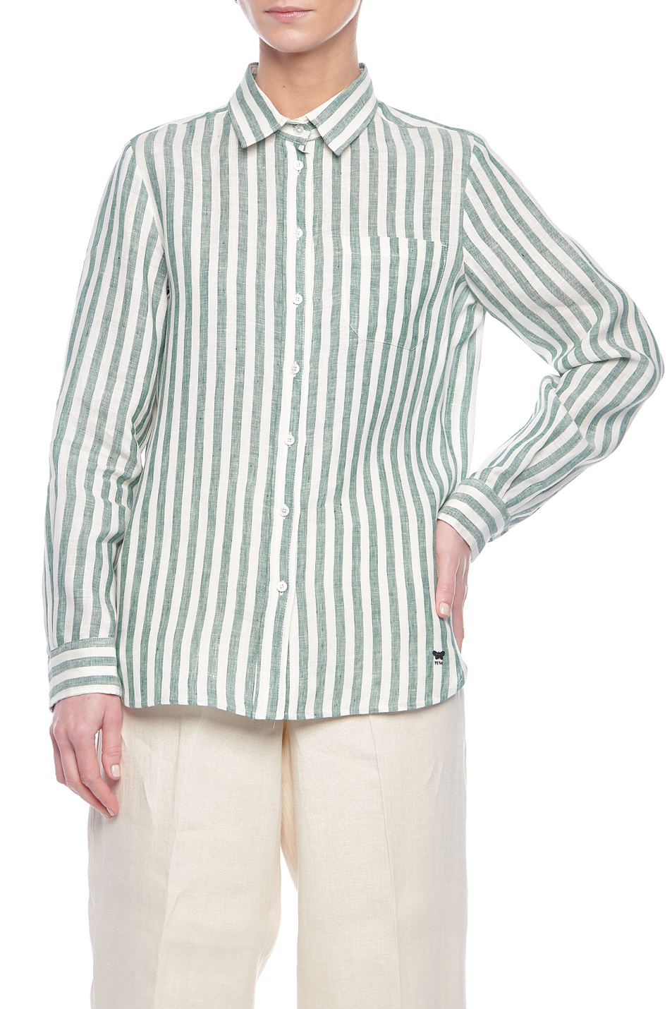 Женский Weekend Max Mara Рубашка GUINEA из чистого льна с принтом в полоску (цвет ), артикул 51110211 | Фото 2