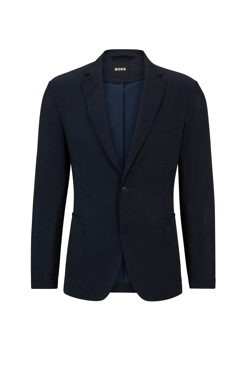 Пиджак с накладными карманами|Основной цвет:Синий|Артикул:50513913 | Фото 1