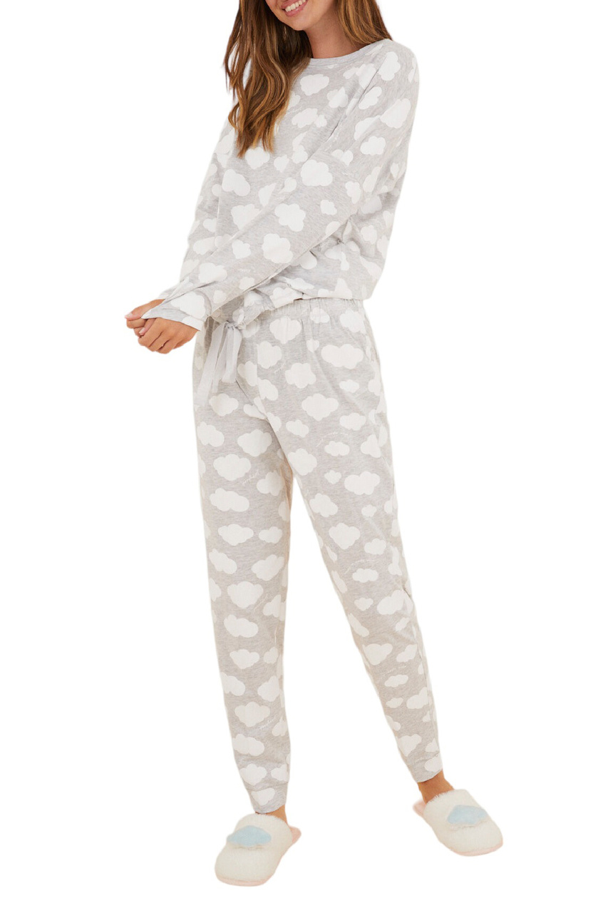 Пижама из смесового хлопка|Основной цвет:Серый|Артикул:3136010 | Фото 1