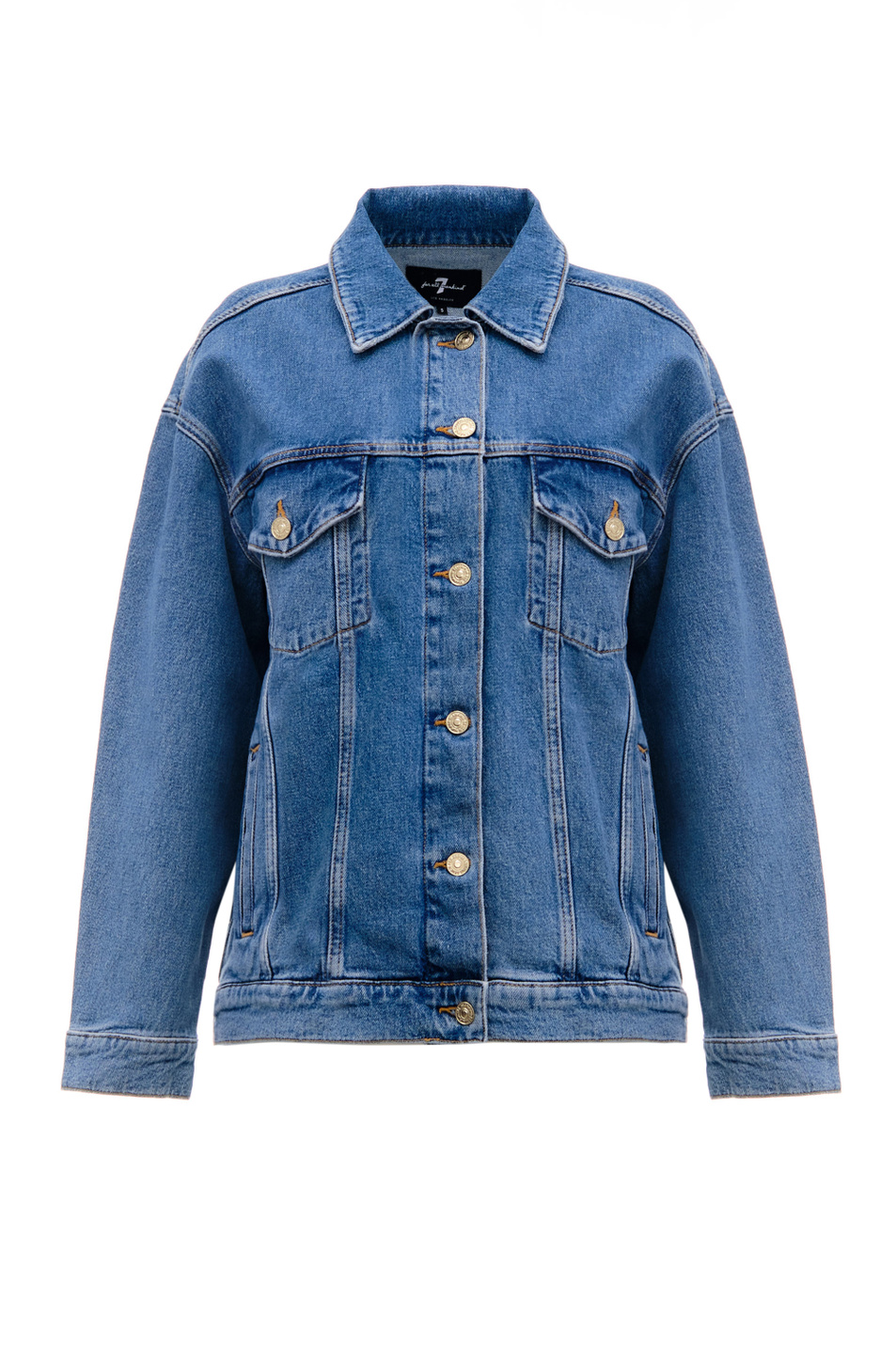 Женский 7 for all Mankind Джинсовая куртка EASY TRUCKER из смесового хлопка (цвет ), артикул JSEAC100BL | Фото 1