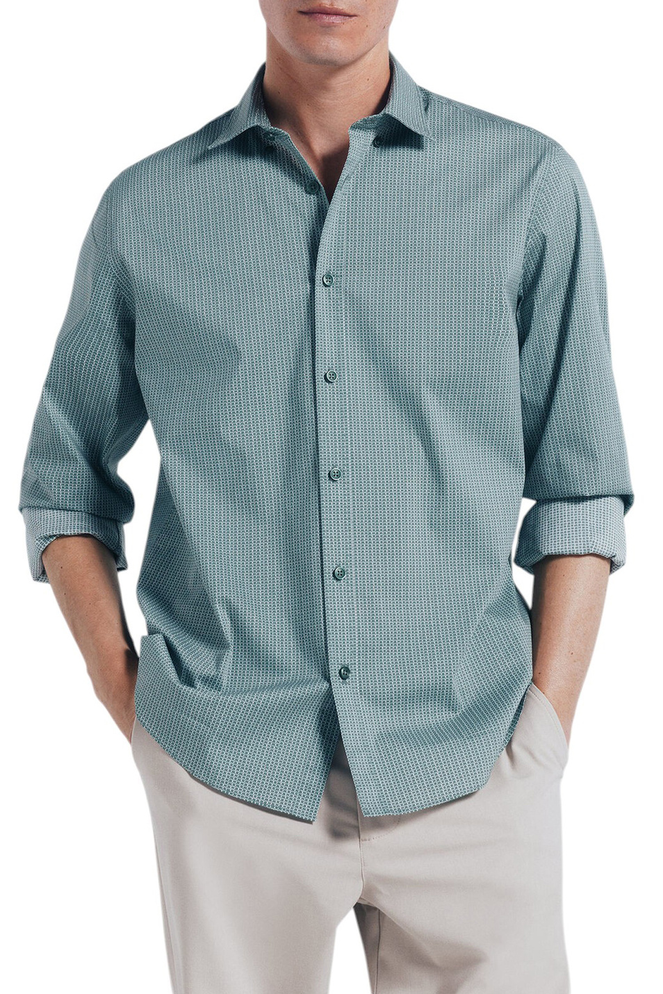 Рубашка прямого кроя|Основной цвет:Зеленый Мужской Springfield Рубашка прямого кроя (цвет ), артикул 1512147 | Фото 1