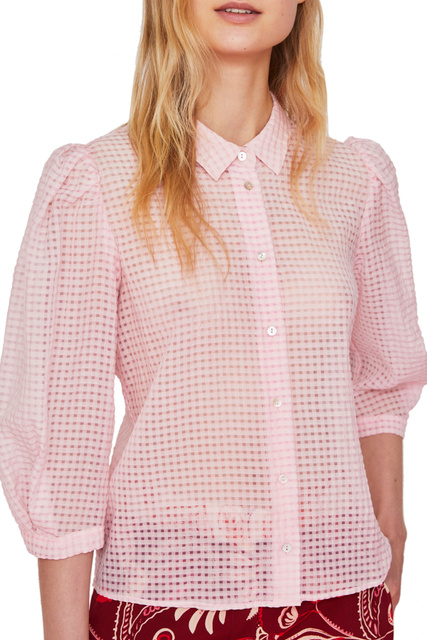 Рубашка прямого кроя CAMOZZA из жаккардовой ткани|Основной цвет:Пудровый|Артикул:71111122 | Фото 2