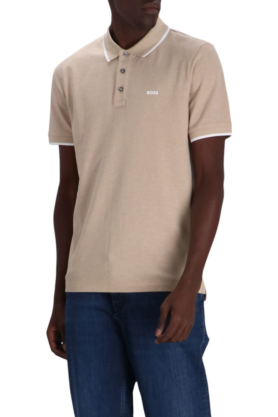 Поло из натурального хлопка|Основной цвет:Бежевый Мужской BOSS Поло из натурального хлопка (цвет ), артикул 50494697 | Фото 4