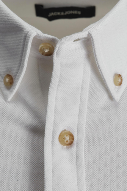 Трикотажная однотонная рубашка|Основной цвет:Белый|Артикул:12199504 | Фото 2