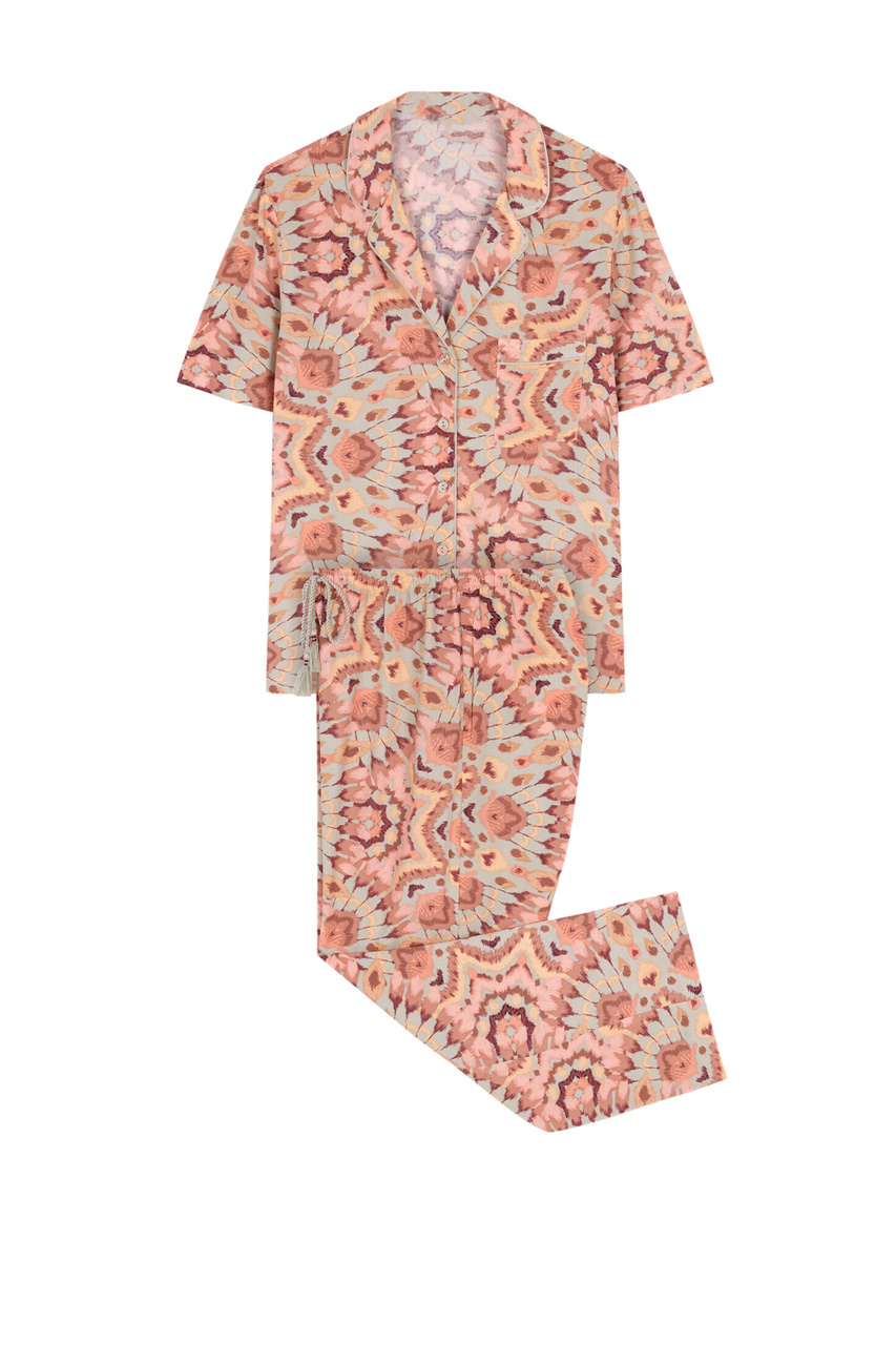 Пижама в рубашечном стиле с принтом|Основной цвет:Разноцветный|Артикул:4856134 | Фото 1