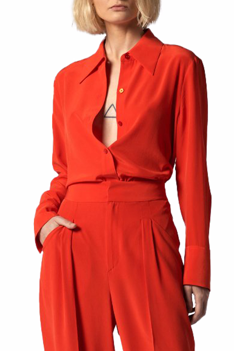 Блузка LEONA из чистого шелка|Основной цвет:Красный|Артикул:T0005FQ23 | Фото 1