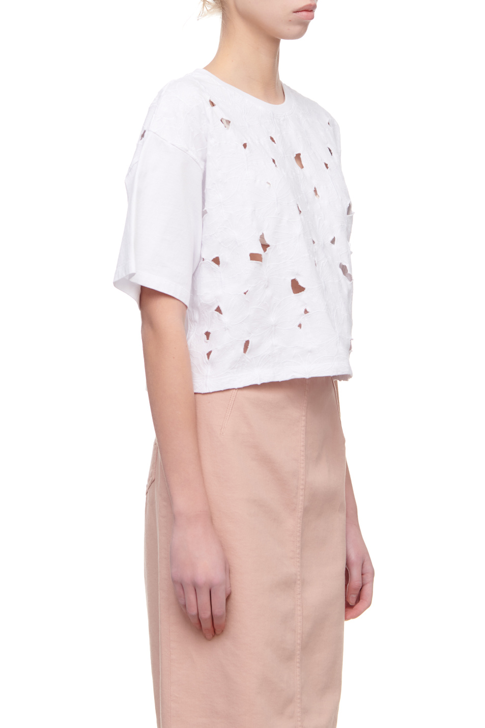 Женский Red Valentino Укороченная футболка с перфорацией (цвет ), артикул XR3MG13R6D4 | Фото 5