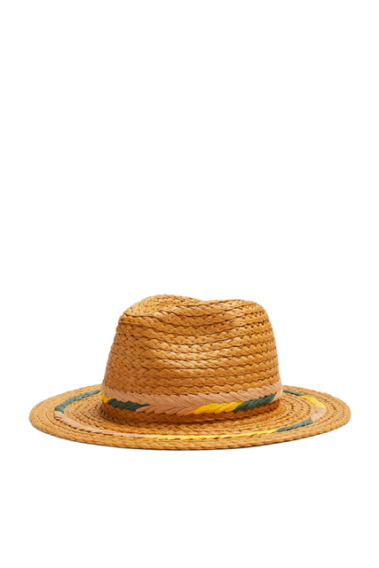 Шляпа с контрастными деталями|Основной цвет:Коричневый|Артикул:196043 | Фото 1