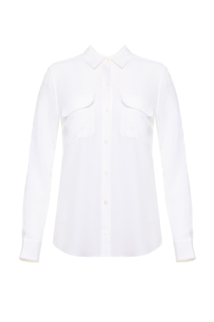 Блузка с приталенным кроем из чистого шелка|Основной цвет:Белый|Артикул:Q23E231 | Фото 1