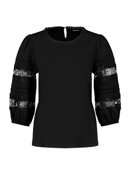 Блузка с кружевными вставками на рукавах|Основной цвет:Черный|Артикул:371365-16132 | Фото 1
