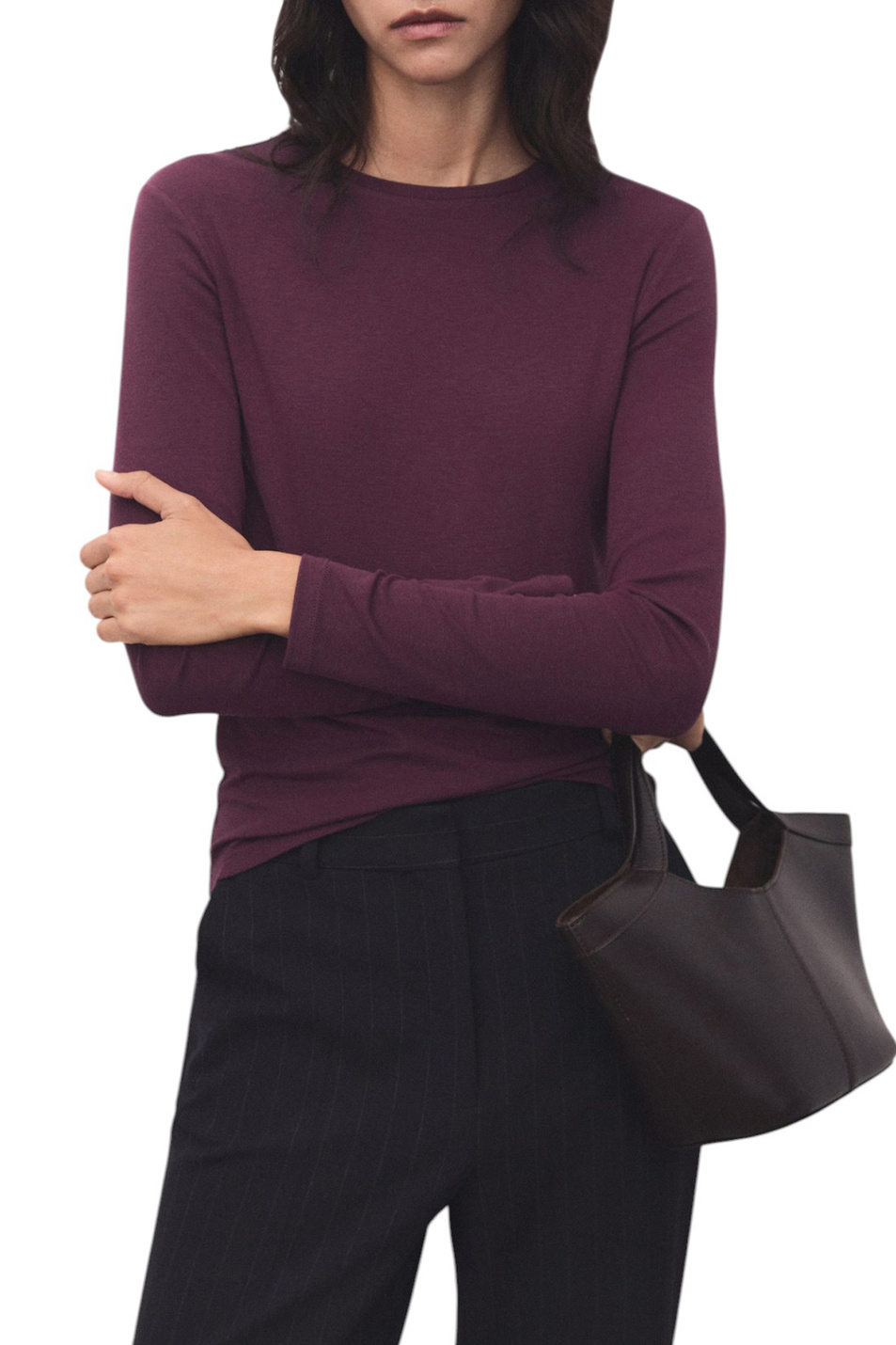 Лонгслив SECONDCA из смесовой вискозы|Основной цвет:Бордовый Женский Mango Лонгслив SECONDCA из смесовой вискозы (цвет ), артикул 17065813 | Фото 3