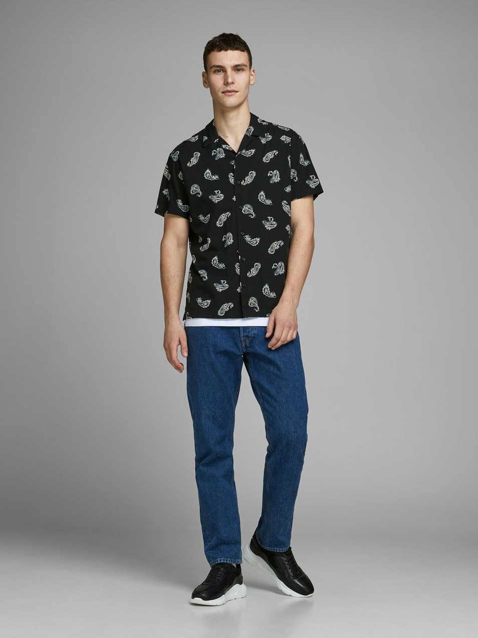 Мужской Jack & Jones Рубашка с коротким рукавом и контрастным узором (цвет ), артикул 12167040 | Фото 4