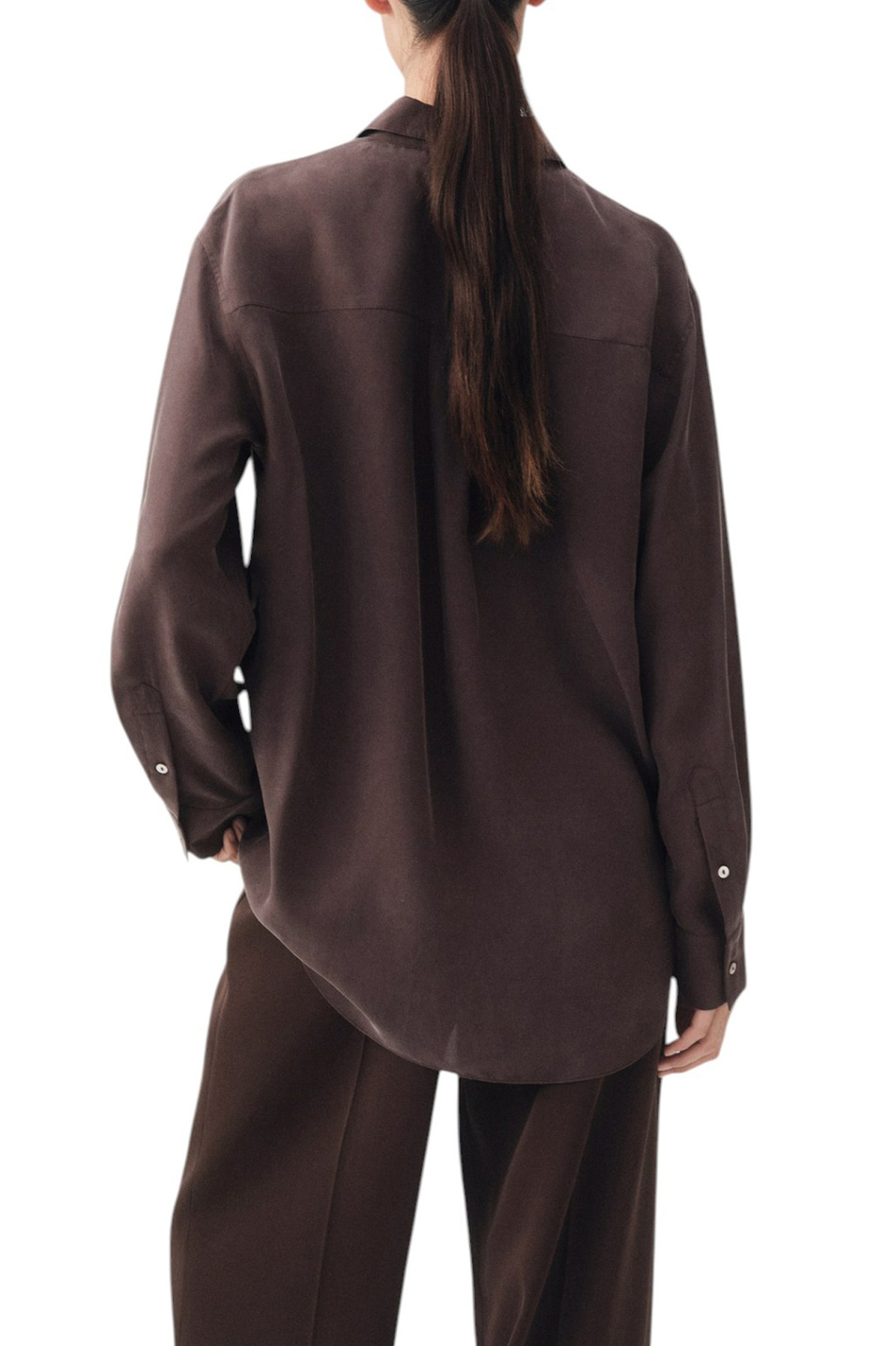 Женский Mango Рубашка WOOD из шелка (цвет ), артикул 17036351 | Фото 4