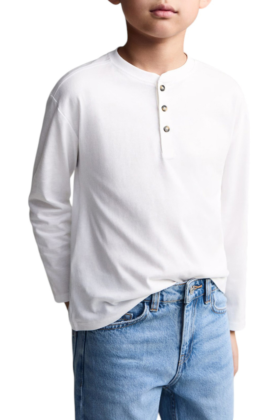 Мальчикам Mango Kids Лонгслив HENLEY7 из хлопка (цвет ), артикул 87090647 | Фото 4