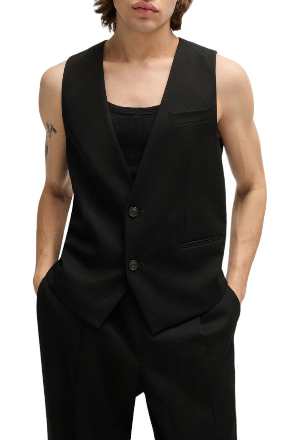 Жилет свободного кроя|Основной цвет:Черный Женский HUGO Жилет свободного кроя (цвет ), артикул 50519464 | Фото 4