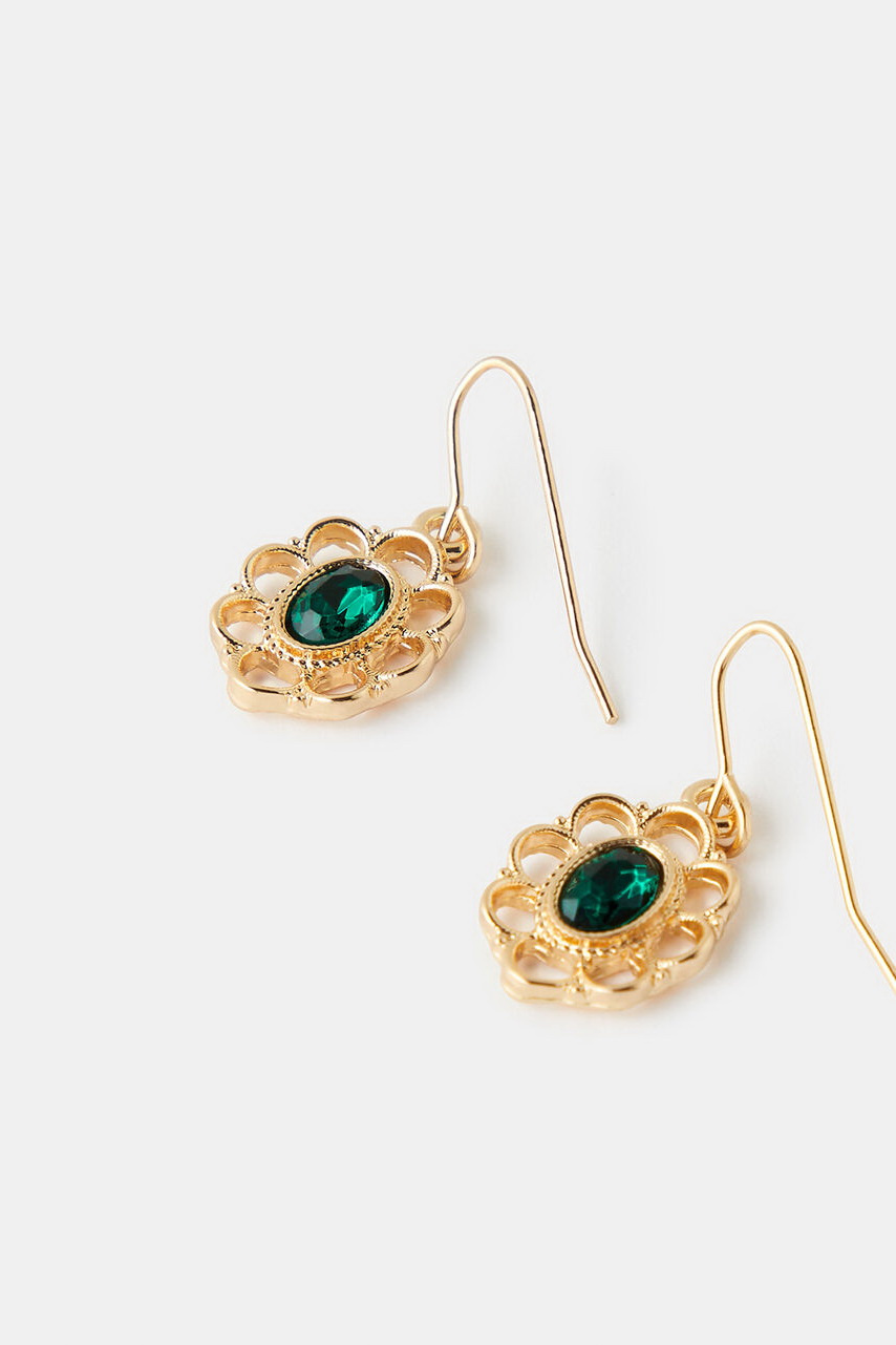 Женский Accessorize Серьги-подвески с с изумрудным камнем (цвет ), артикул 981228 | Фото 1