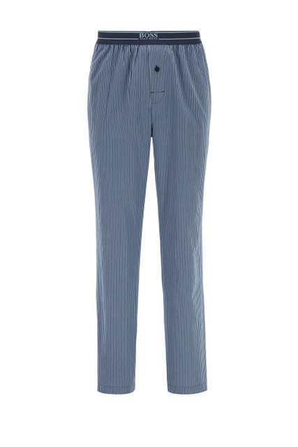 Пижамные брюки из хлопкового поплина|Основной цвет:Синий|Артикул:50452706 | Фото 1