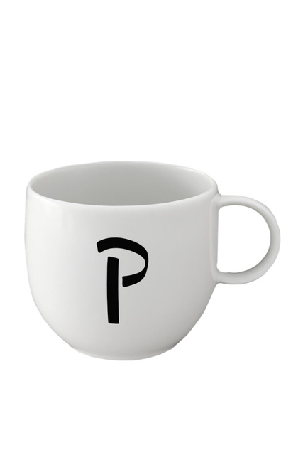 Фарфоровая кружка "P"|Основной цвет:Белый|Артикул:10-1620-6115 | Фото 1